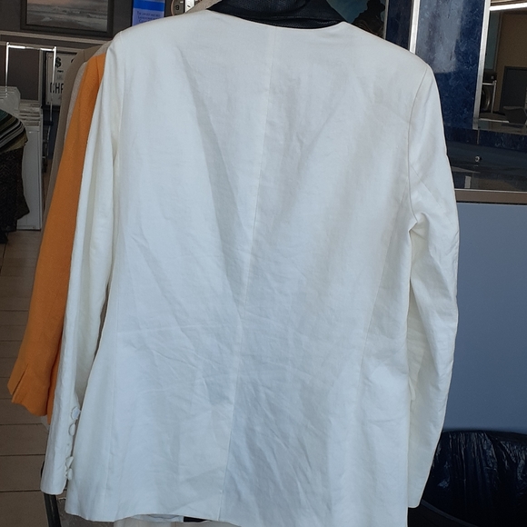 Joe's white Black Leather Collar Trim Tuxedo M blazer Suit Jacket - Picture 7 of 12